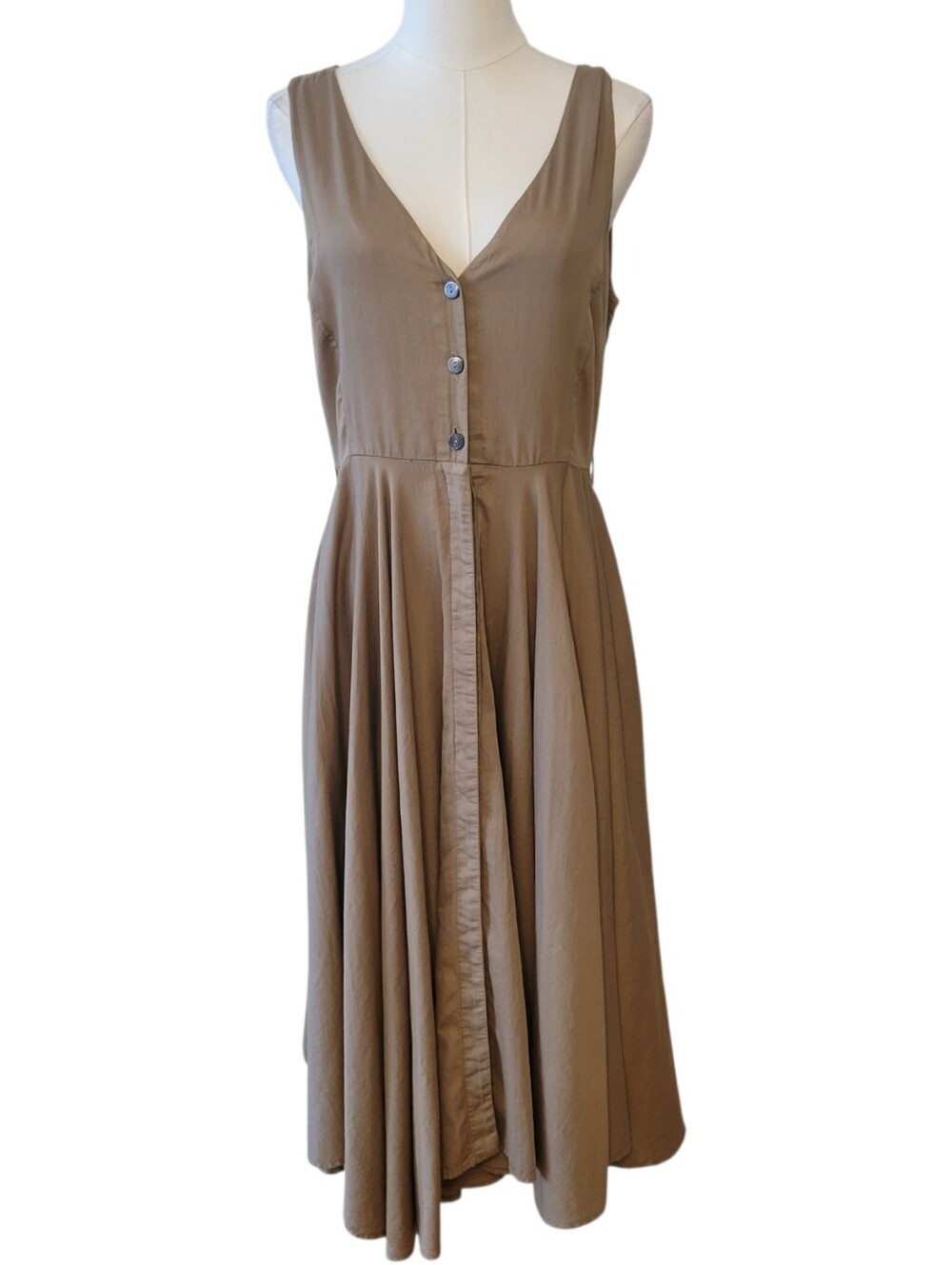 Xirena‎ Bell Khaki Brown Sleeveless Midi Length Dress Size Medium